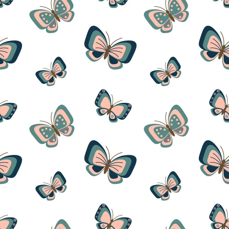 Pink And Teal Pastel Butterflies Wallpaper