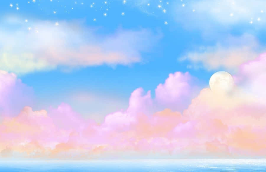 Pink Cotton Candy Stars Art Wallpaper