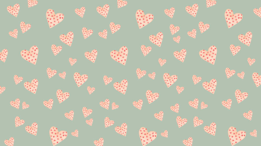 Pink Dotted Hearts Valentines Day Desktop Wallpaper