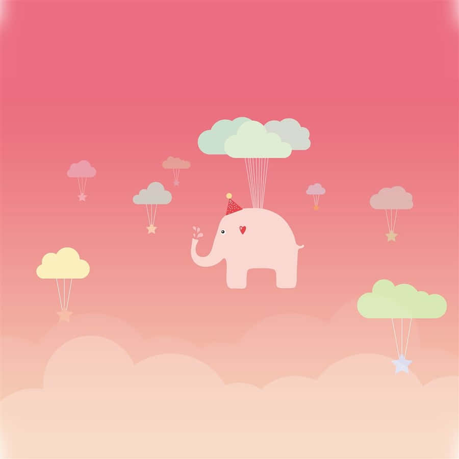 Pink Elephant Floating Cute Girly Ipad Wallpaper