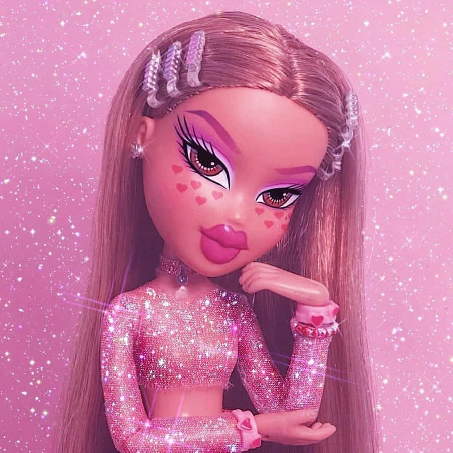 Pink Glitter Aesthetic Bratz Doll Wallpaper