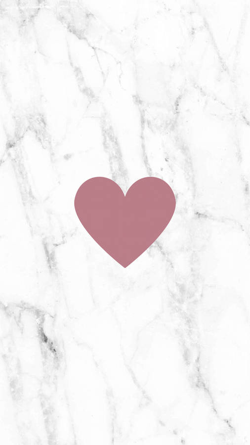 Pink Heart On Black White Marble Iphone Wallpaper