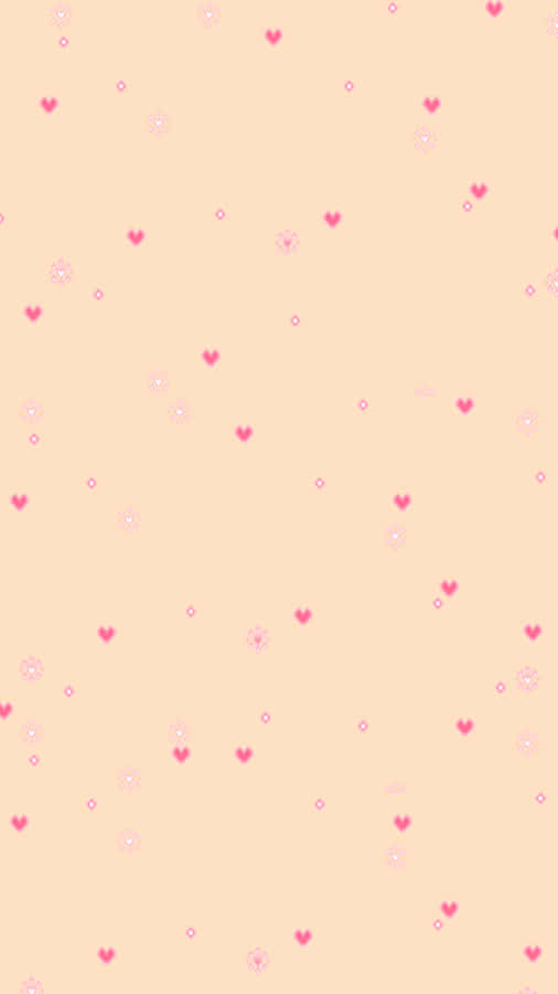Pink Hearts On A Beige Background Wallpaper