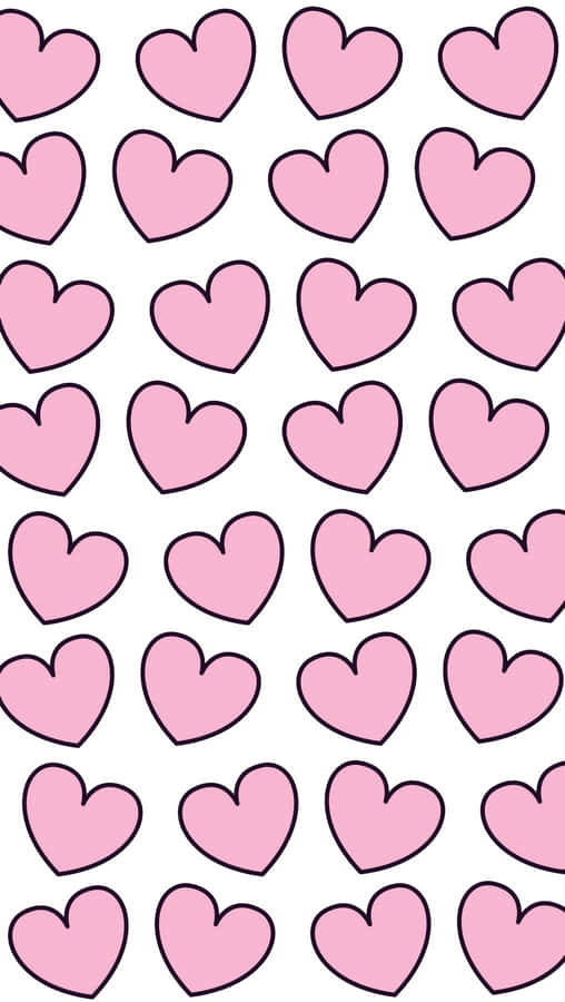Pink Hearts On A White Background Wallpaper