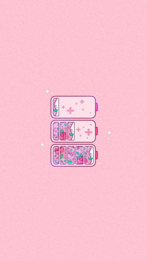 Pink Kawaii Batteries Wallpaper