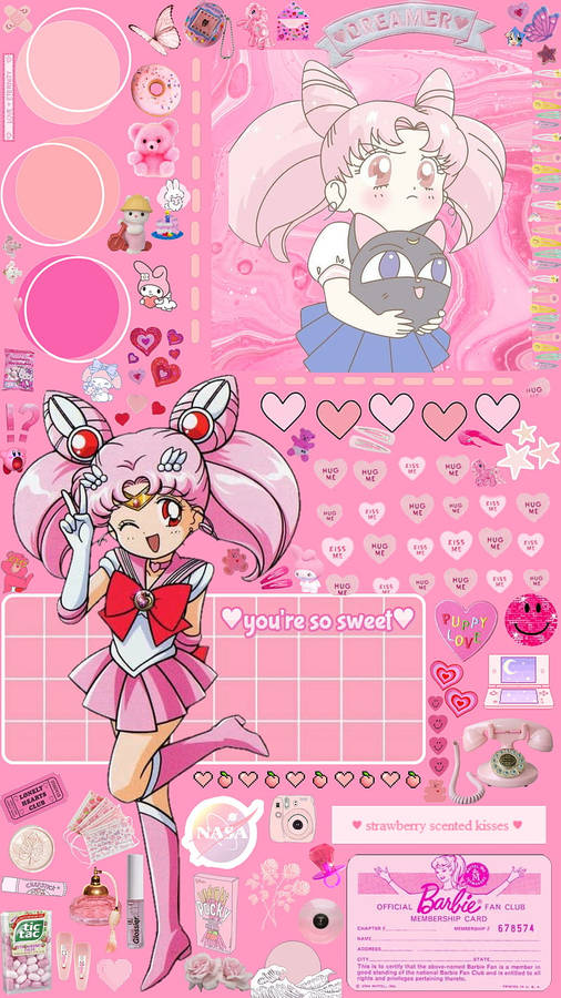 Pink Kawaii Chibiusa Sailor Moon Wallpaper