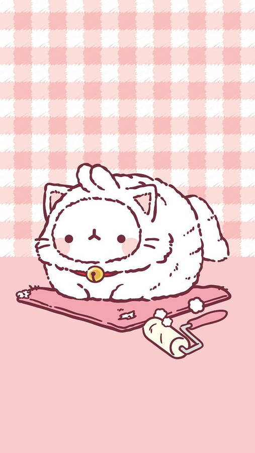 Pink Kawaii Molang As A Cat Wallpaper