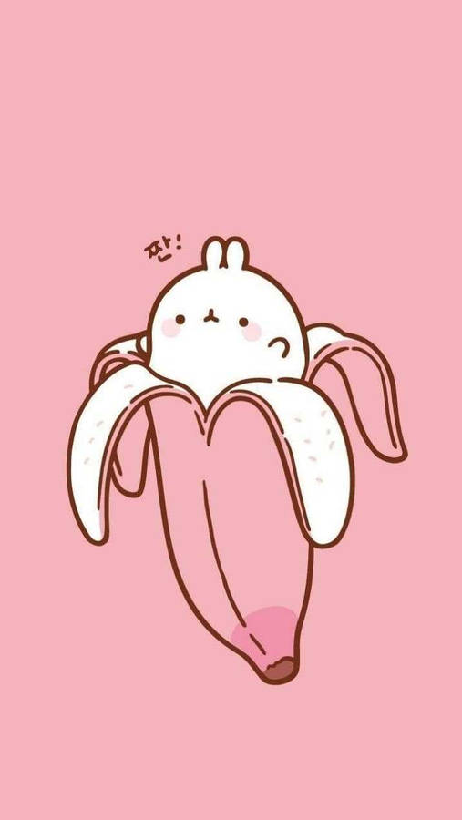 Pink Kawaii Molang Banana Wallpaper