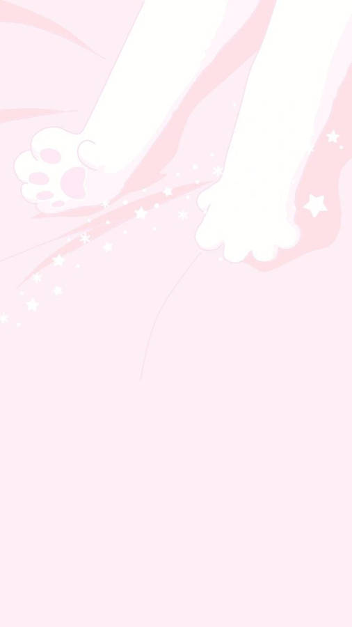 Pink Kawaii Stretching Cat Wallpaper