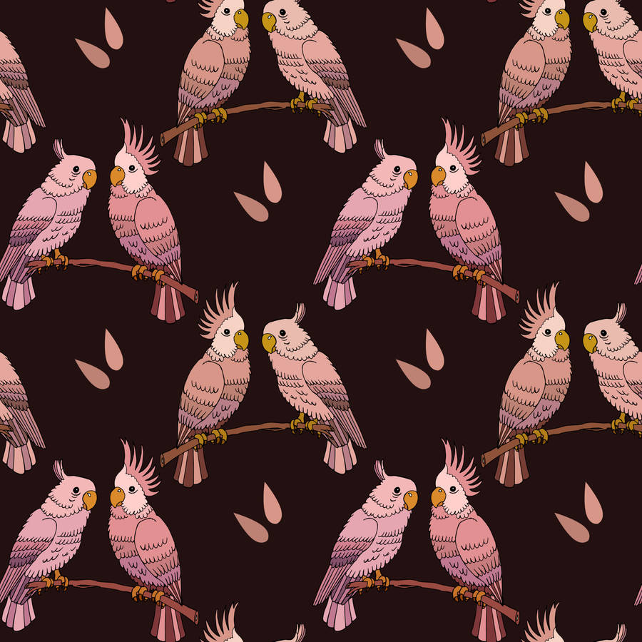 Pink Love Birds Art Wallpaper