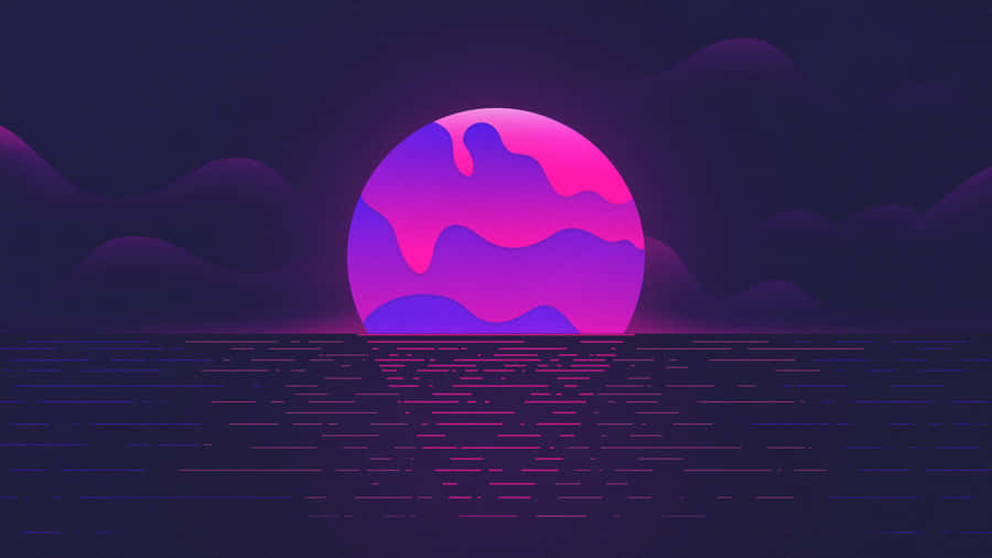 Pink Moon Melting Setting Wallpaper