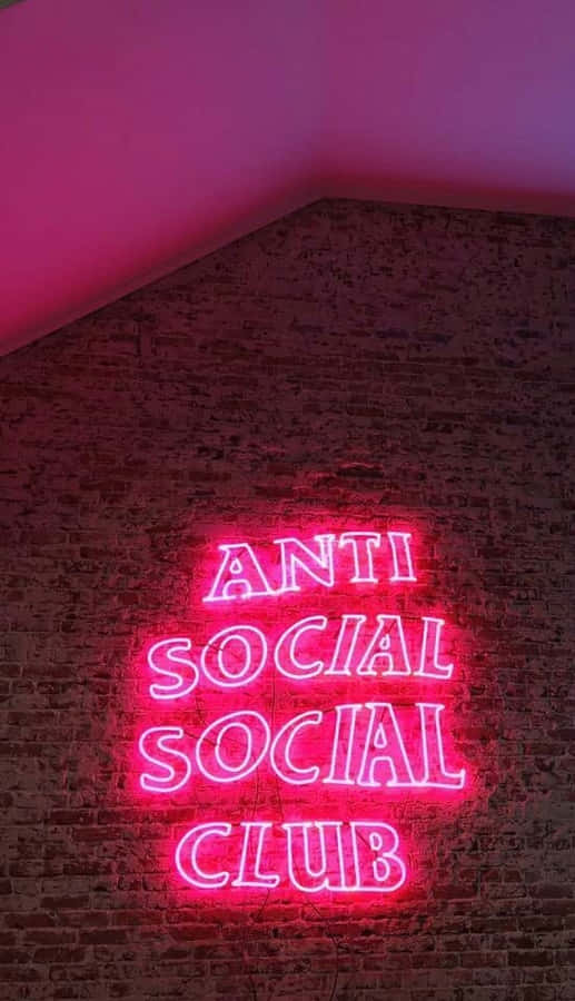 Pink Neon Sign Of Anti Social Club Iphone Wallpaper