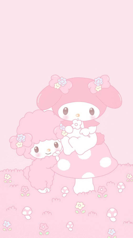 Pink Piano And My Melody Wallpaper