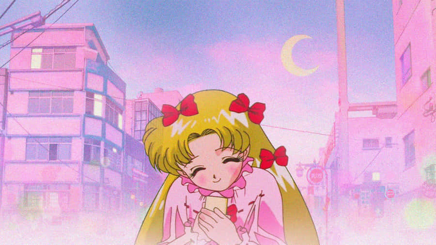 Pink Sailor Moon Blissful Moment Wallpaper