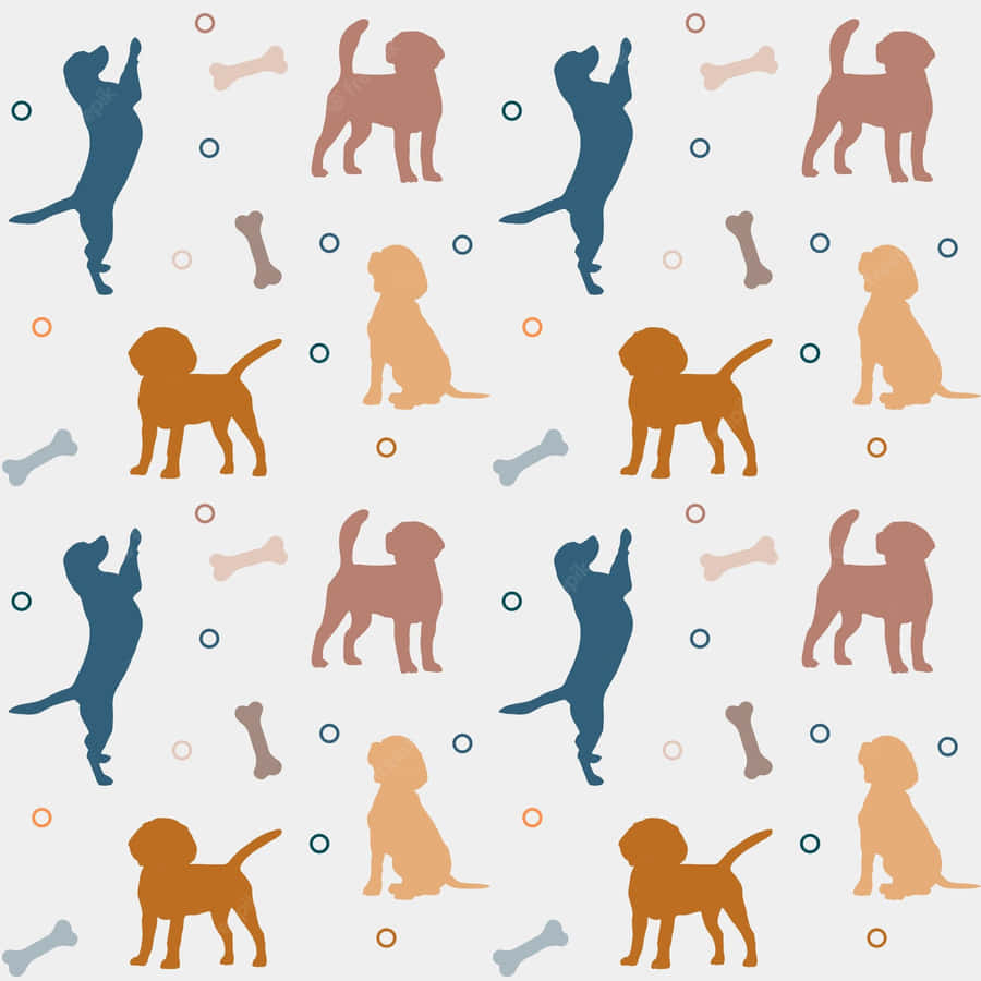 Playful Aesthetic Dogs Pattern Wallpaper