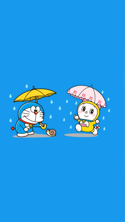 Playful Dorami And Doraemon Iphone Wallpaper