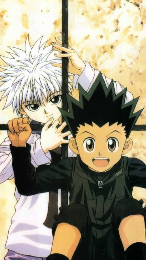 Playful Gon And Killua Phone Wallpaper