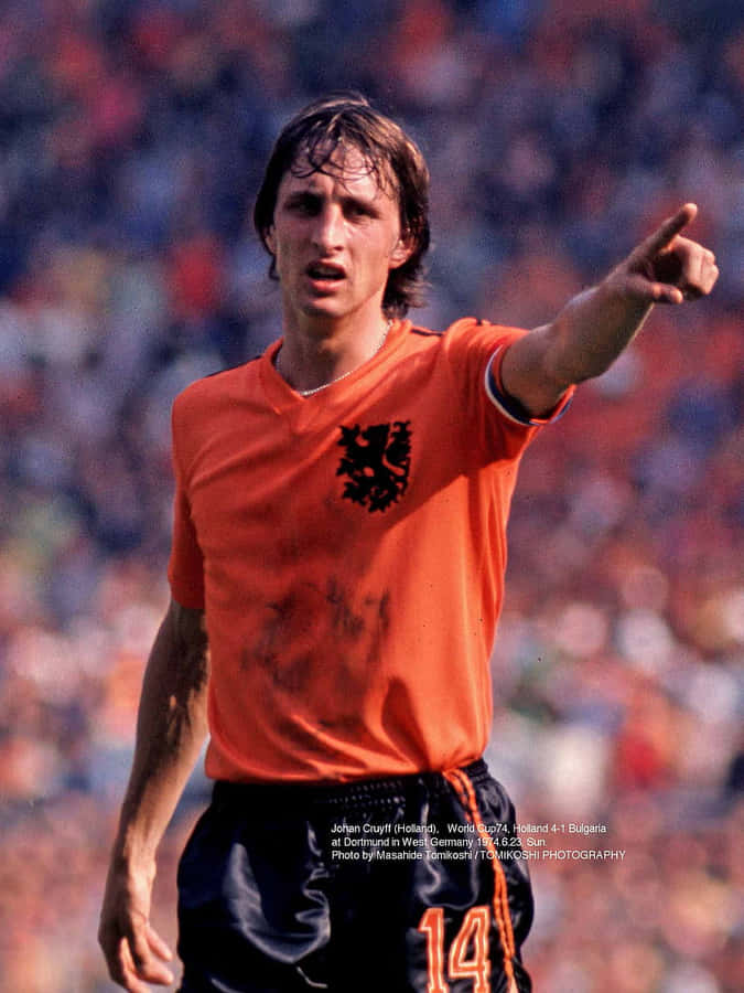 Pointing Johan Cruyff Netherlands Football Team Wallpaper