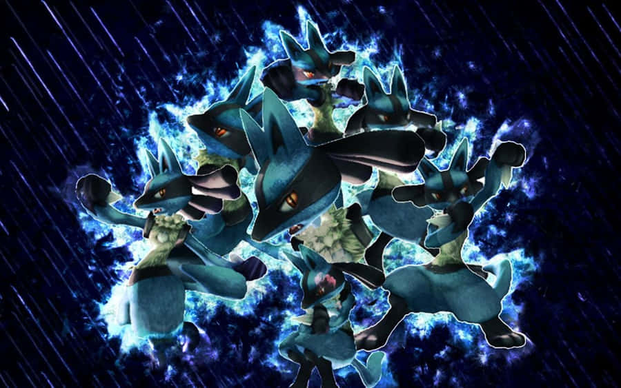 Pokemon Lucario Blue Collage Wallpaper