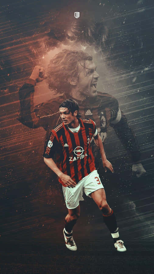 Portrait Home Screen Design Of Paolo Maldini Wallpaper