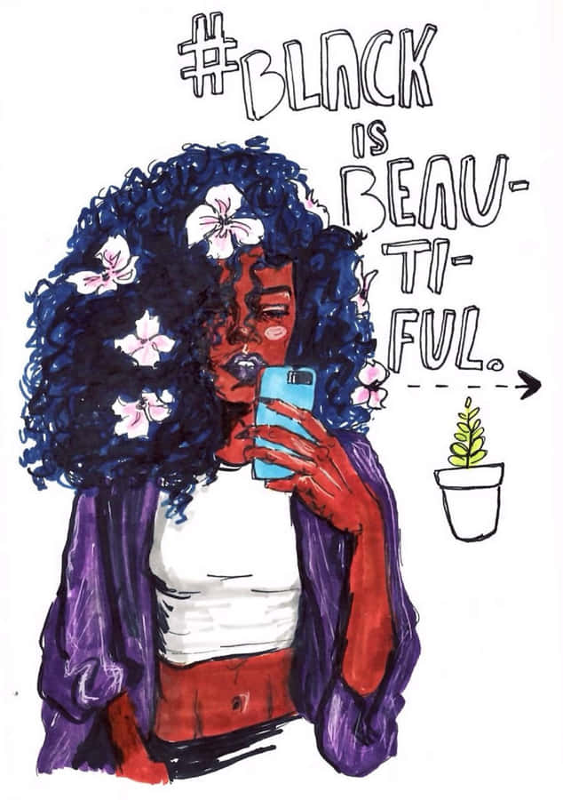 Pretty Black Woman Minimalist Wallpaper