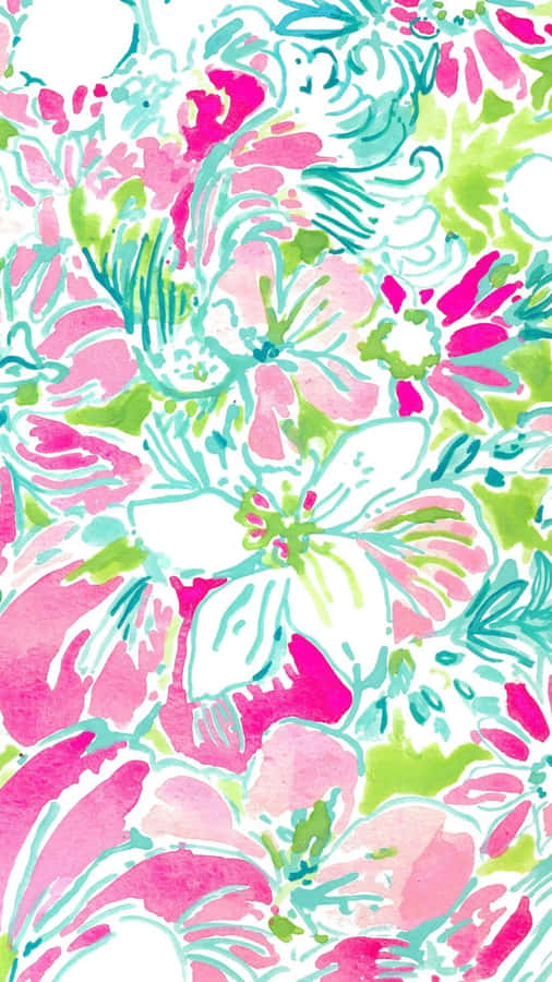 Pretty Pink And Green Patterned Lilly Pulitzer Iphone Wallpaper