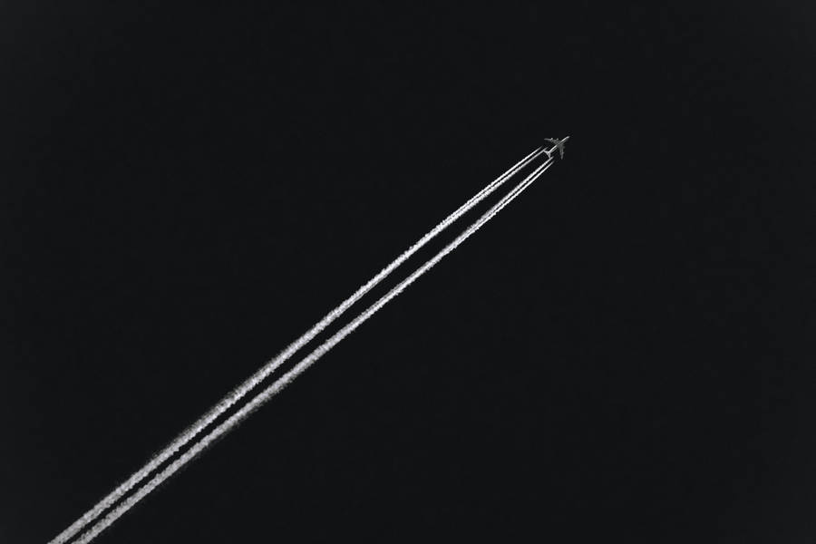 Preview Wallpaper Airplane, Track, Dark, Sky Wallpaper