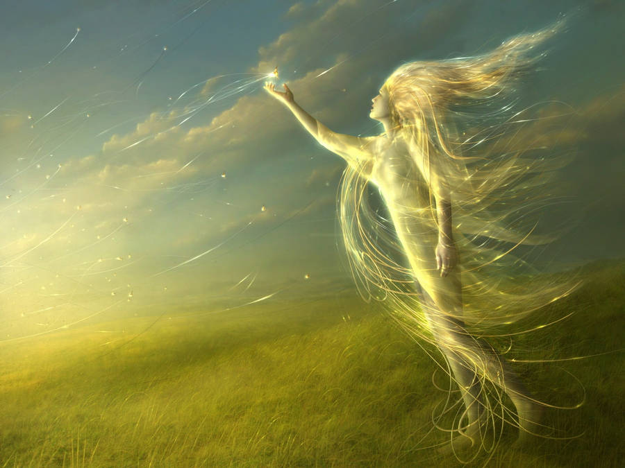 Preview Wallpaper Angel, Light, Field Wallpaper