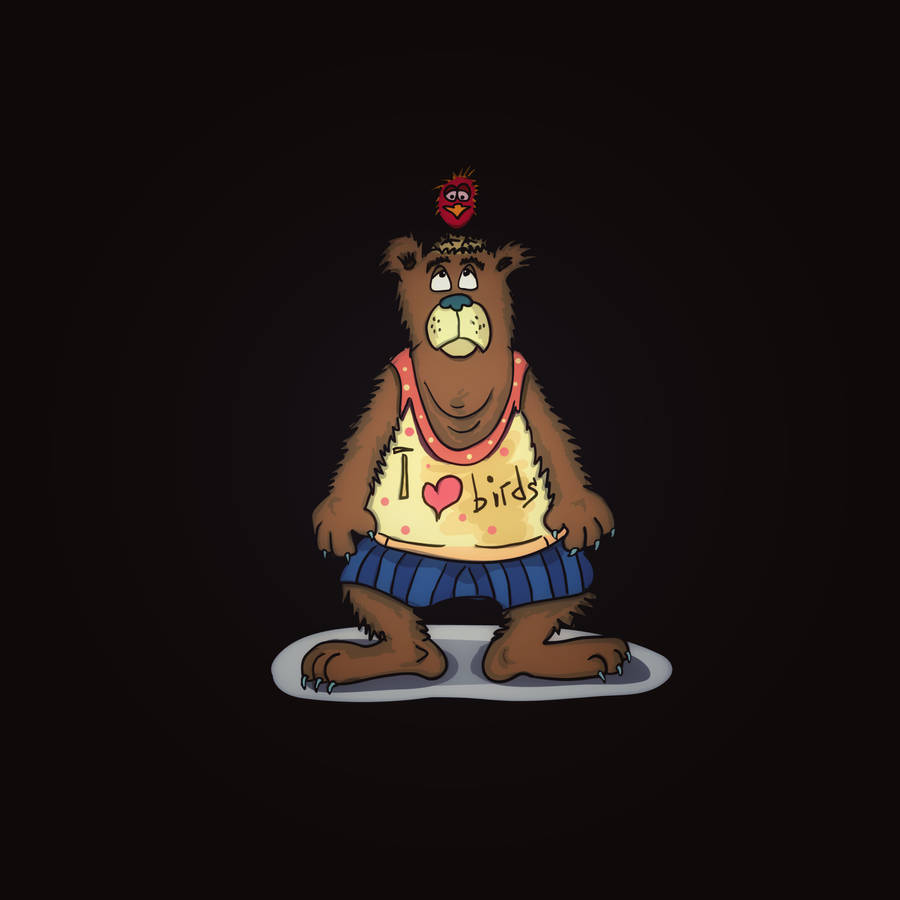 Preview Wallpaper Bear, Bird, Friends, Funny, Art Wallpaper