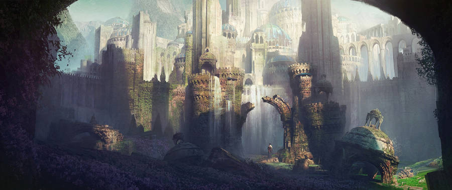 Preview Wallpaper Castle, Traveler, Art Wallpaper