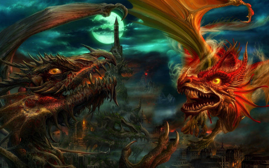 Preview Wallpaper Dragons, Art, Apocalypse Wallpaper