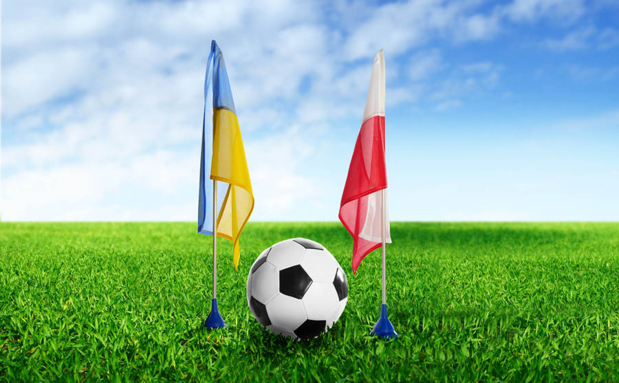 Preview Wallpaper Football, Ukraine, Poland, Ball, Grass, Flags Wallpaper
