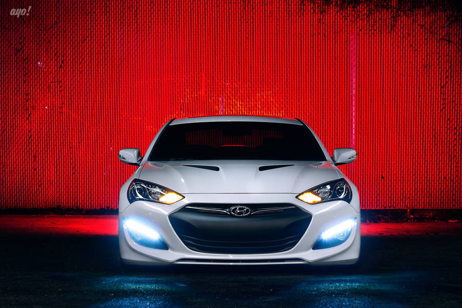 Preview Wallpaper Hyundai Genesis, Tuning, Front View, White Wallpaper