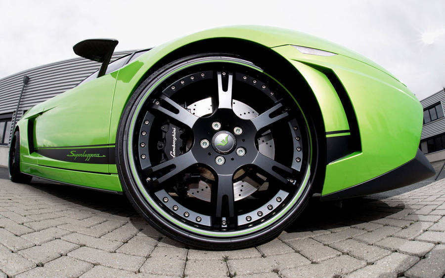 Preview Wallpaper Lamborghini, Wheel, Green Wallpaper