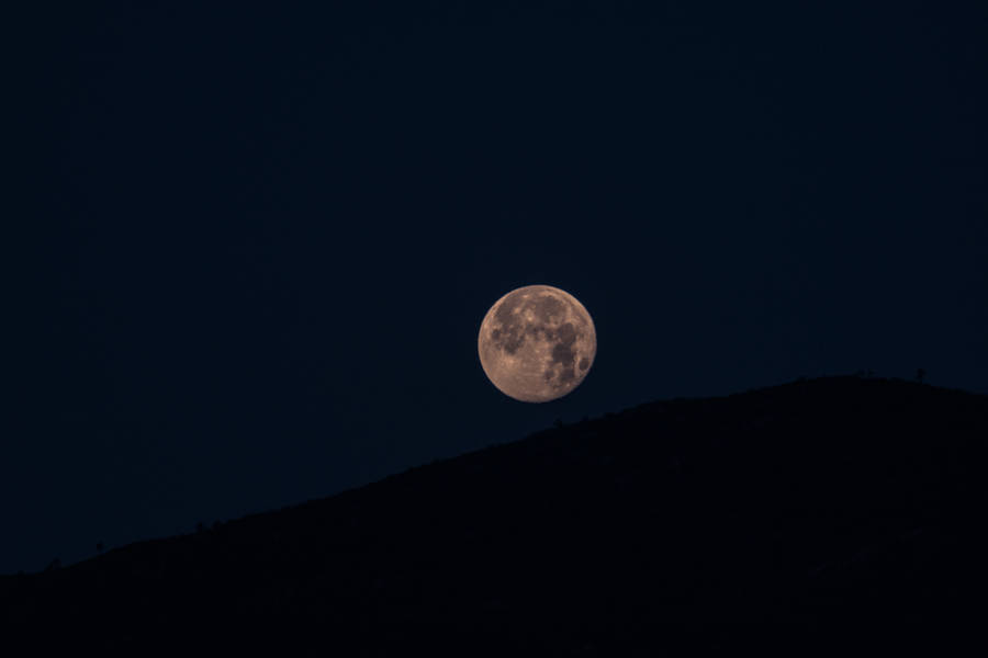 Preview Wallpaper Moon, Full Moon, Hill, Night Wallpaper