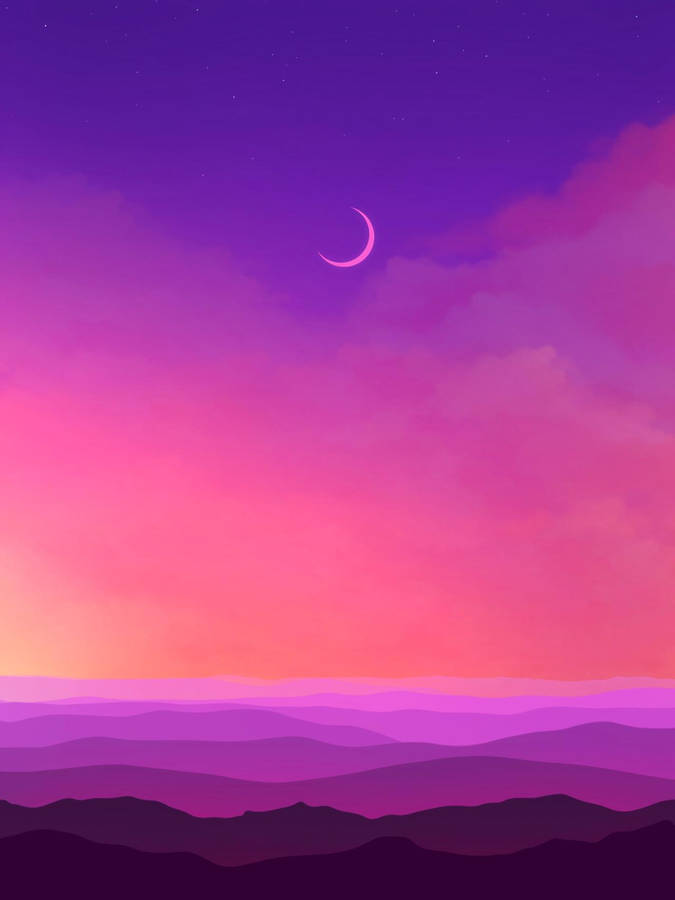 Preview Wallpaper Moon, Hills, Purple, Art Wallpaper
