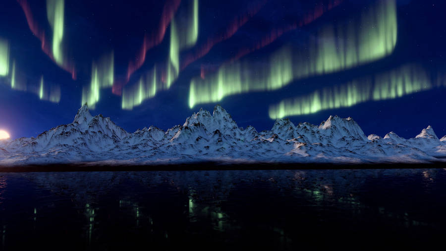 Preview Wallpaper Northern Lights, Mountains, Aurora Wallpaper
