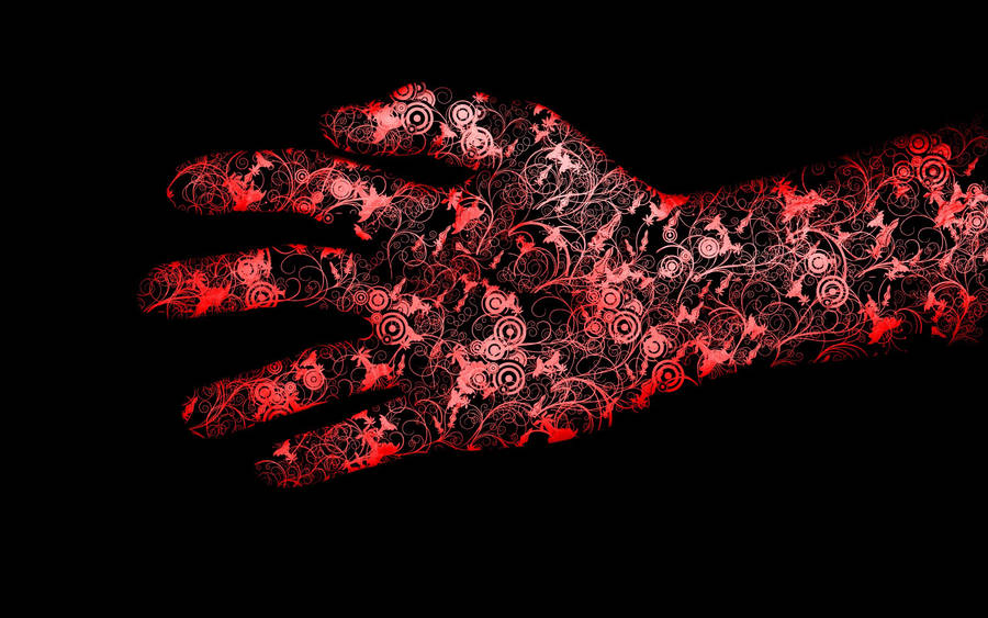 Preview Wallpaper Red, Black, Hand, Flowers Wallpaper