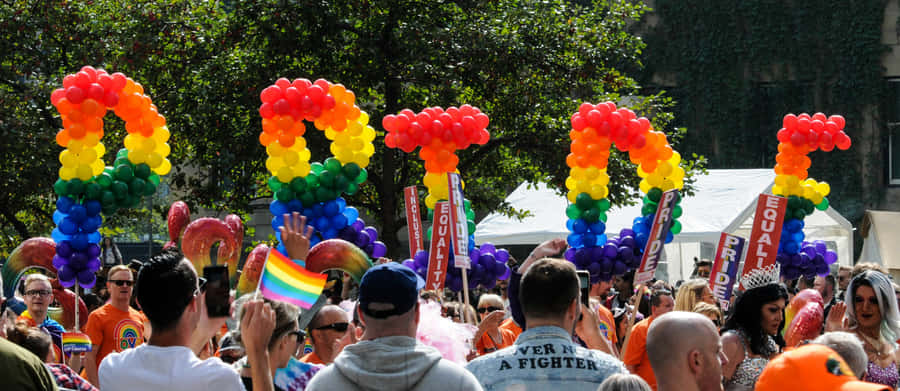 Pride Parade Celebration Balloon Arch Wallpaper