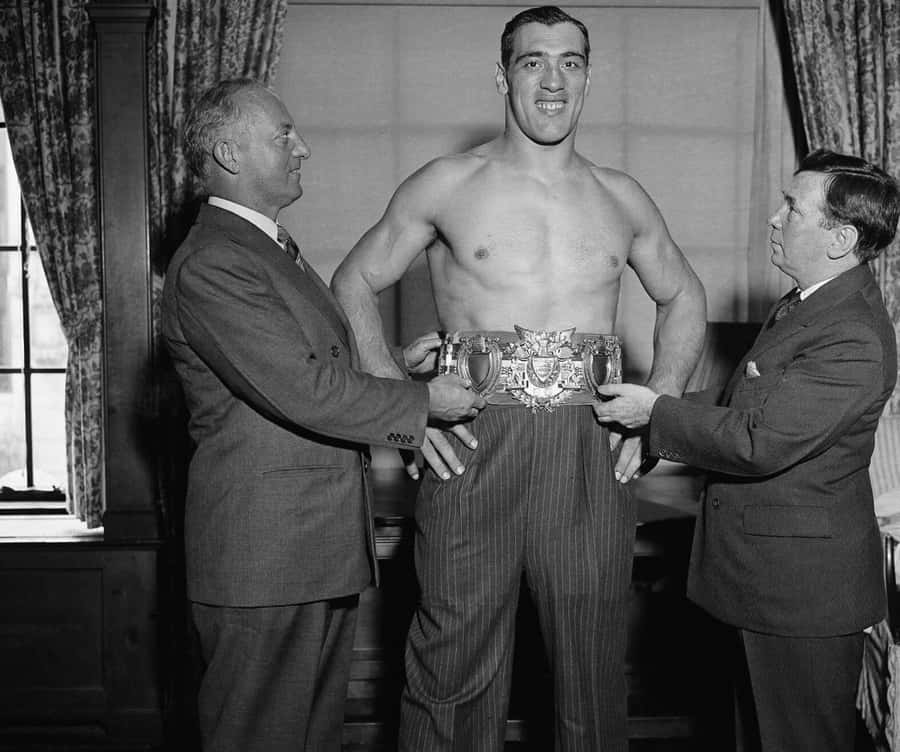 Primo Carnera With Jimmy Kohnston And John Reed Kilpatrick Wallpaper