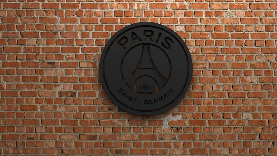 Psg Crest On Brick Wallpaper