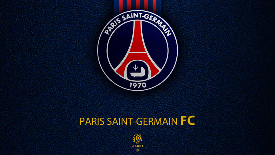 Psg Emblem On Blue Leather Wallpaper