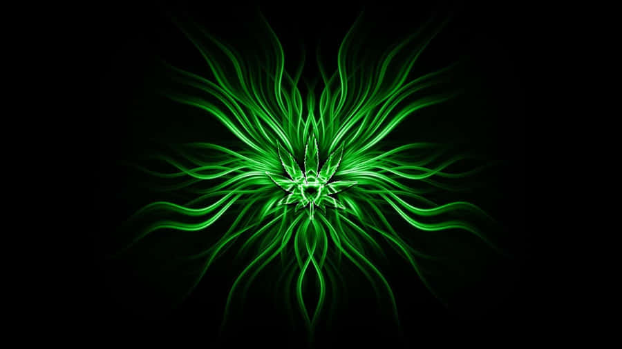 Psychedelic Weed Green Art Wallpaper