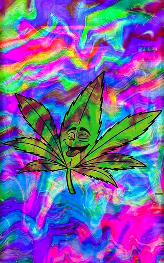 Psychedelic Weed Leaf Art Wallpaper