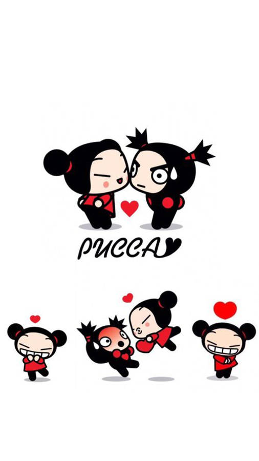Pucca And Garu Different Poses Wallpaper