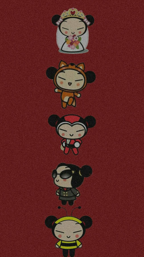 Pucca In Different Outfits Wallpaper