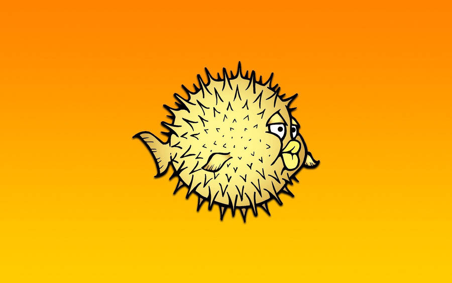 Puffer Fish Gracefully Swimming Through The Deep Blue Ocean. Wallpaper