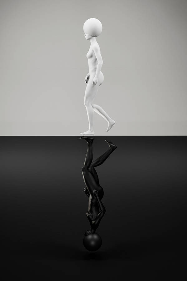 Pure Black And White Alien Walking Wallpaper