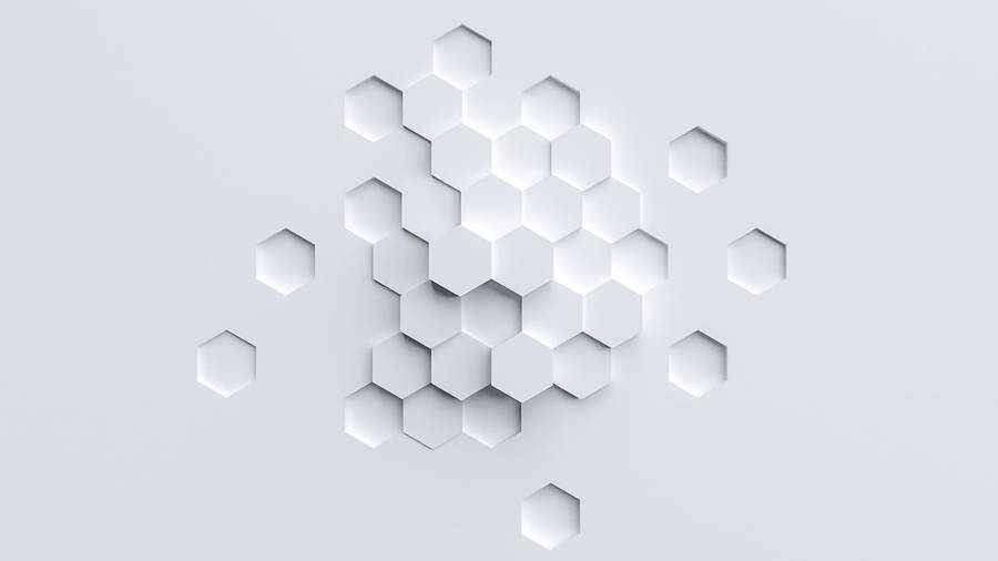 Purity In Geometry: A White Minimalist Hexagon Wallpaper
