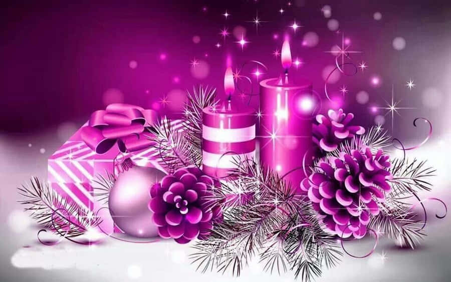 Purple Christmas Candle Adornment Wallpaper